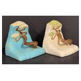 D3 - Vintage 1948 Roseville Pottery Ming Tree Bookends
