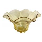 D4 - Vintage Cambridge Glass Yellow Ruffled Bowl