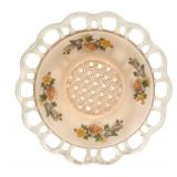 D4 - Antique Lancaster Pink Satin Depression Glass Open Work Bowl Underplate 9"