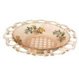D4 - Antique Lancaster Pink Satin Depression Glass Open Work Bowl Underplate 9"