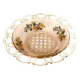 D4 - Antique Lancaster Pink Satin Depression Glass Open Work Bowl Underplate 9"