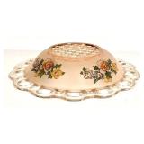 D4 - Antique Lancaster Pink Satin Depression Glass Open Work Bowl Underplate 9"