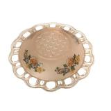 D4 - Antique Lancaster Pink Satin Depression Glass Open Work Bowl Underplate 9"