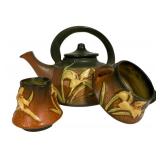 D5 - Vintage Roseville Pottery Zephyr Lily Tea Set in Siena