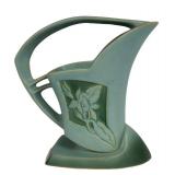 D5 - Vintage Roseville Pottery Silhouette Basket Blue-Green Matte Glaze