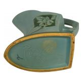 D5 - Vintage Roseville Pottery Silhouette Basket Blue-Green Matte Glaze