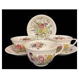D4 - Three Vintage Johnson Brothers Garden Bouquet Teacup Sets