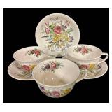 D4 - Three Vintage Johnson Brothers Garden Bouquet Teacup Sets