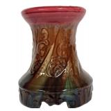 H4 -Vintage Pedestal Brush-McCoy Pottery Jardinière Base pottery piece featuring a blended glaze with a red top