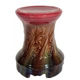 H4 -Vintage Pedestal Brush-McCoy Pottery Jardinière Base pottery piece featuring a blended glaze with a red top