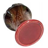 H4 -Vintage Pedestal Brush-McCoy Pottery Jardinière Base pottery piece featuring a blended glaze with a red top