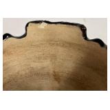 H4 -Vintage Pedestal Brush-McCoy Pottery Jardinière Base pottery piece featuring a blended glaze with a red top
