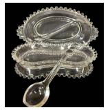 H6 - Vintage Candlewick Imperial Relish Dish & Ladle Set