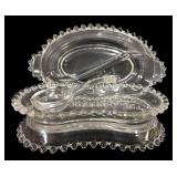 H6 - Vintage Candlewick Imperial Relish Dish & Ladle Set