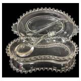 H6 - Vintage Candlewick Imperial Relish Dish & Ladle Set