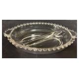 H6 - Vintage Candlewick Imperial Relish Dish & Ladle Set