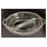 H6 - Vintage Candlewick Imperial Relish Dish & Ladle Set