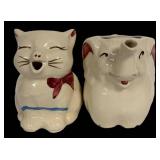 H6 - Vintage Shawnee Pottery Cat & Elephant Creamers (Lot of 2)