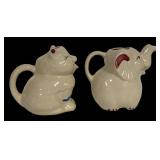 H6 - Vintage Shawnee Pottery Cat & Elephant Creamers (Lot of 2)