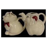 H6 - Vintage Shawnee Pottery Cat & Elephant Creamers (Lot of 2)