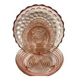 H6 - Vintage Anchor Hocking Pink Depression Glass Sherbet Plate & Bowl (Lot of 2)