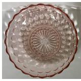 H6 - Vintage Anchor Hocking Pink Depression Glass Sherbet Plate & Bowl (Lot of 2)