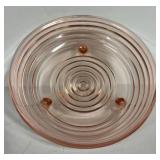 H6 - Vintage Anchor Hocking Pink Depression Glass Sherbet Plate & Bowl (Lot of 2)