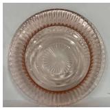 H6 - Vintage Anchor Hocking Pink Depression Glass Sherbet Plate & Bowl (Lot of 2)