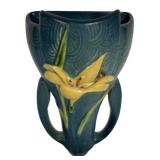 H6 - Vintage Roseville Zephyr Lily Wall Pocket 119-7 Blue Glaze