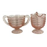 M1 - Vintage Duncan & Miller Ripple Pink Glass 3-piece Set