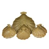 Vintage Roseville Pottery Capri Shell Console Bowl & Snack Plates (Lot of 6)