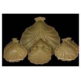 Vintage Roseville Pottery Capri Shell Console Bowl & Snack Plates (Lot of 6)