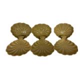 Vintage Roseville Pottery Capri Shell Console Bowl & Snack Plates (Lot of 6)