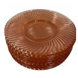 D1 - Federal Glass Diana Pink Depression Glass Luncheon Plates (Lot of 6)