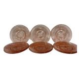 D1 - Federal Glass Diana Pink Depression Glass Luncheon Plates (Lot of 6)