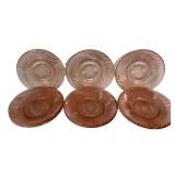 D1 - Federal Glass Diana Pink Depression Glass Luncheon Plates (Lot of 6)