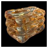 D3 - Amber Glass Ashtrays (Set of 3)