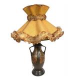 W - Vintage Roseville Pottery Rosecraft Panel Ceramic Lamp