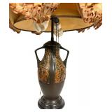 W - Vintage Roseville Pottery Rosecraft Panel Ceramic Lamp