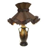 W - Vintage Roseville Pottery Rosecraft Panel Ceramic Lamp