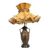 W - Vintage Roseville Pottery Rosecraft Panel Ceramic Lamp