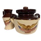 H3 - National Gallery of Art Washington D.c. Eagle Pitcher & Lidded Jar (Lot of 2)