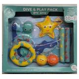 Coconut Grove Dive & Play Pack, Reef Gang Set of 10 Swimming Pool Toy Summer Fun