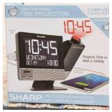 Projection with Usb Charge Table Clock Black - Sharp: Modern LED Display, Snooze, Wall Projection Feature