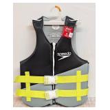 Speedo Adult Life Jacket Vest - Black/Lime Green XS/S: Polyethylene & Polyester Buckle Closure
