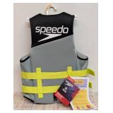 Speedo Adult Life Jacket Vest - Black/Lime Green XS/S: Polyethylene & Polyester Buckle Closure