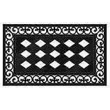Evergreen Black Fleur Scroll Sassafras Floor Mat Indoor Outdoor Rubber Tray 18"x30" Fits Sassafras Inserts 10"x22" Black