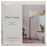 16" Metal Column Swing Arm Floor Lamp Black/White - Threshold: Adjustable