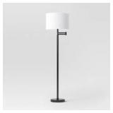 16" Metal Column Swing Arm Floor Lamp Black/White - Threshold: Adjustable