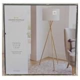59"x18.5" Modern Tripod Floor Lamp Natural - Threshold™: Linen Shade, Metal Body, ETL Listed, 3-Way Switch